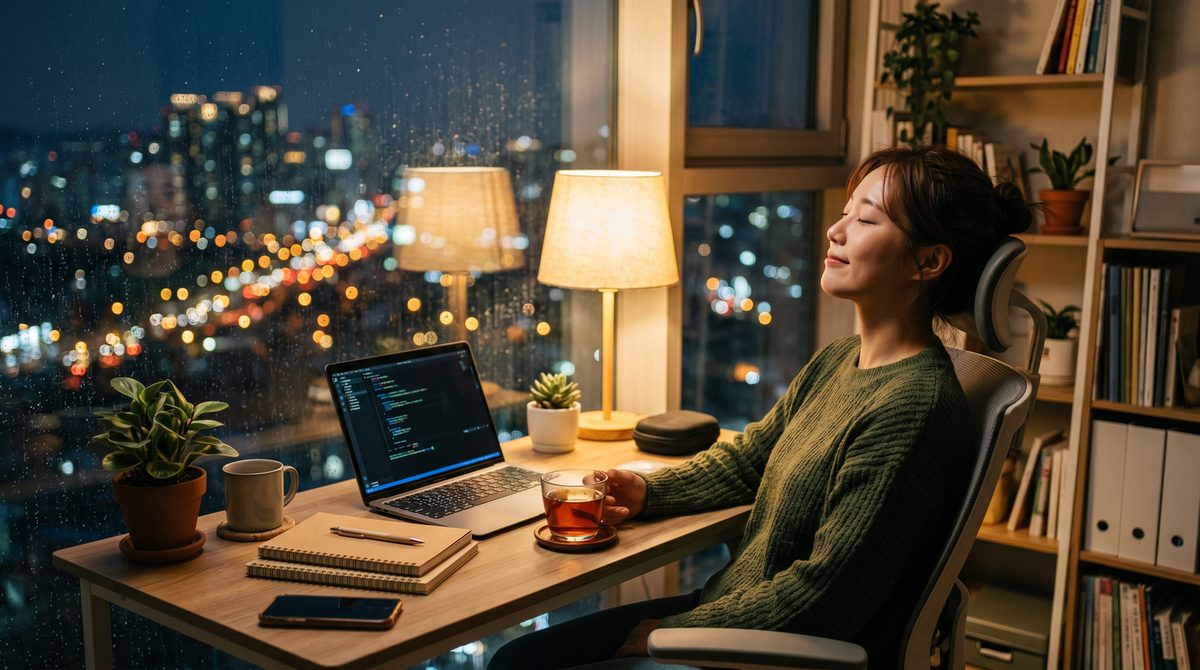 야근 데스크 라이프스타일