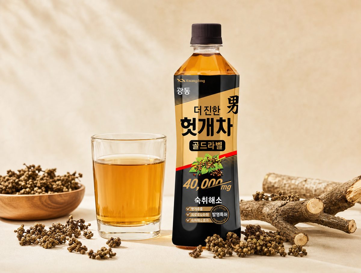 유리잔에 따른 헛개차
